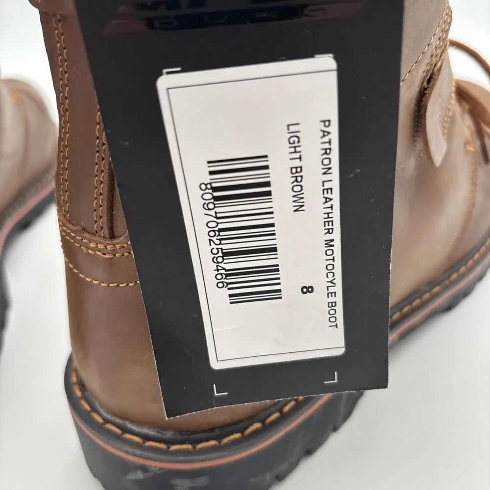 Apex Duro Mens Size 8 Motorcycle Boots Light Brown Patron Leather Biker 4045 NEW